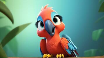 ein süß wenig Papagei im Disney Karikatur Stil. generativ ai foto