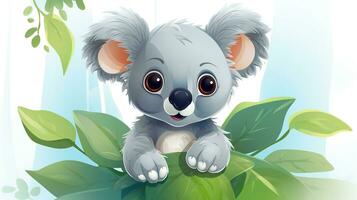 ein süß wenig Koala im Vektor Stil. generativ ai foto