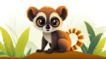ein süß wenig Lemur im Vektor Stil. generativ ai foto