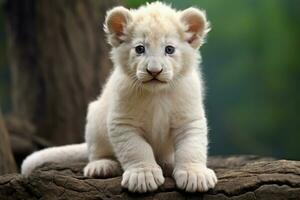 majestätisch süß Weiß Löwe. generieren ai foto