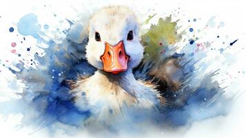 ein süß wenig Muscovy Ente im Aquarell Stil. generativ ai foto