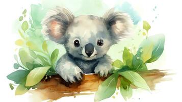 ein süß wenig Koala im Aquarell Stil. generativ ai foto