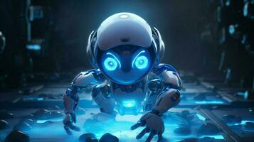 ein Roboter mit ein Blau Licht auf es foto