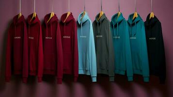 ein Reihe von Hoodies mit anders Farben foto