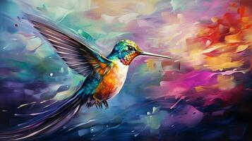 ein beschwingt abstrakt Kolibri fliegend mit Eleganz foto