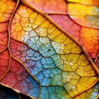 abstrakt Herbst Schönheit im multi farbig Blatt Vene Muster foto