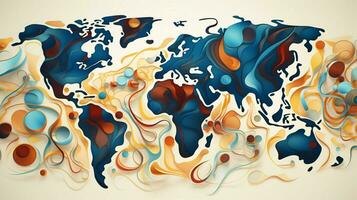 abstrakt Karte Illustration mit Kartographie Welt Karte foto