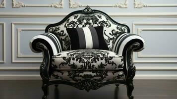 Antiquität Sessel schwarz und Weiß gemustert Eleganz foto
