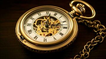 Antiquität Gold Tasche Uhr ein zeitlos Eleganz foto