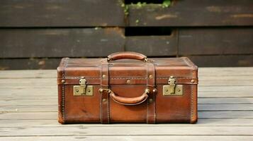 Antiquität Leder Koffer ein rustikal Reichtum Container foto
