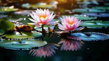 schön Lotus Wasser Lilie spiegelt Ruhe und Schönheit foto