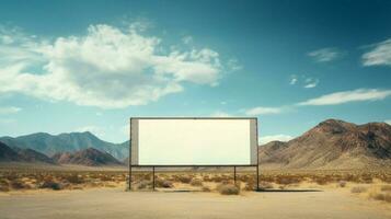 Plakatwand zeigt an leeren Berg Landschaft Blau Himmel Hintergrund foto