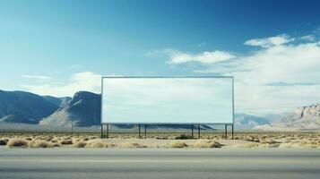 Plakatwand zeigt an leeren Berg Landschaft Blau Himmel Hintergrund foto