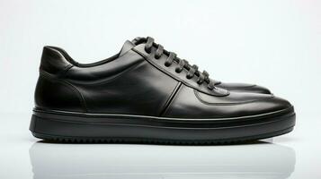 schwarz Leder Sport Schuh mit elegant Schnürsenkel foto