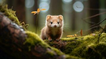 süß Säugetier suchen draußen klein Pelz Tier im das Wald foto