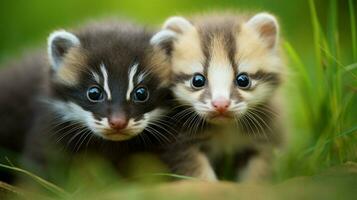 süß klein Säugetier flauschige Kätzchen suchen beim Kamera spielerisch foto