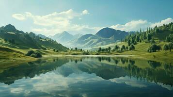 Fahren durch still Berg Landschaft reflektieren foto