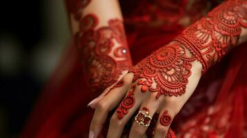 elegant Braut Henna schmücken Hand und Schönheit foto