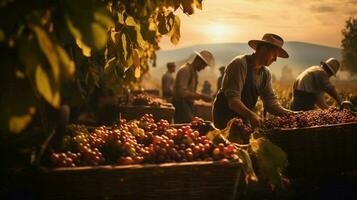 Bauern Ernte frisch Obst im das Herbst Sonnenlicht Hitze foto