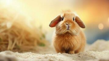 flauschige klein Säugetier süß Guinea Schwein jung Hase Sitzung foto