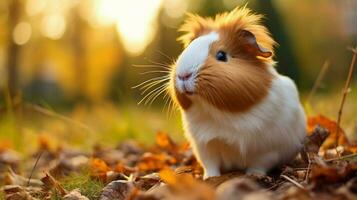 flauschige klein Säugetier süß Guinea Schwein jung Hase Sitzung foto