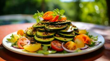 frisch organisch Vegetarier Salat ein gesund Gourmet Sommer- foto