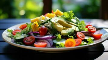 frisch organisch Vegetarier Salat ein gesund Gourmet Sommer- foto