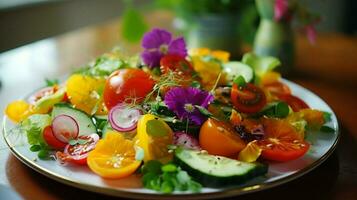 frisch organisch Vegetarier Salat ein gesund Gourmet Sommer- foto