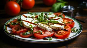 frisch Vegetarier Salat mit reif Tomate und Mozzarella foto