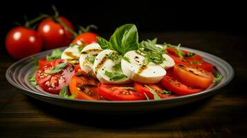 frisch Vegetarier Salat mit reif Tomate und Mozzarella foto