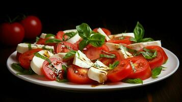 frisch Vegetarier Salat mit reif Tomate und Mozzarella foto