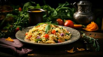 Frische und rustikal Gourmet Mahlzeit gekocht Risotto foto