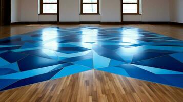 futuristisch Blau geometrisch gestalten auf glatt Bodenbelag foto