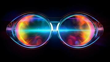 futuristisch Design von optisch Linse multi farbig glühen foto