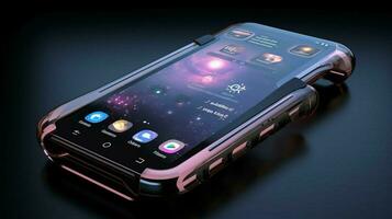 futuristisch Galaxis Handy, Mobiltelefon Telefon verbindet mit kabellos foto