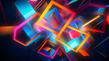 glühend geometrisch Formen im hell multi Farben Bewegung foto