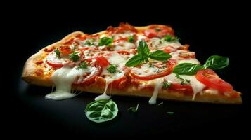 Gourmet Pizza Scheibe mit Mozzarella und Tomate foto