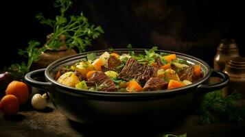 gesund Rindfleisch Eintopf mit Gemüse und Kräuter gekocht foto