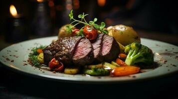 gesund Gourmet Mahlzeit mit frisch Fleisch und Gemüse foto