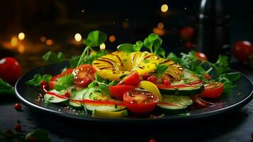 gesund Vegetarier Mahlzeit mit frisch organisch Kräuter foto