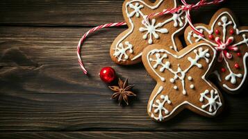 hausgemacht Lebkuchen Kekse mit Süßigkeiten Stock Dekoration foto