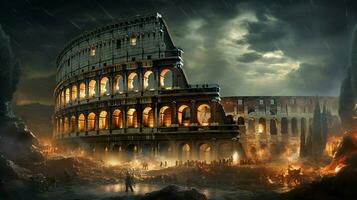 beleuchtet uralt Ruinen Größe majestätisch Italienisch Kultur foto
