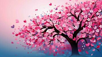 Illustration ein Baum Blüten mit abstrakt Rosa Blumen foto