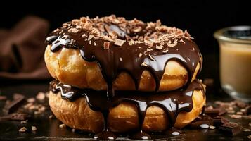 nachsichtig hausgemacht Krapfen mit Schokolade Glasur ein Süss foto