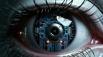 suchen beim das Zukunft durch Roboter Augen foto
