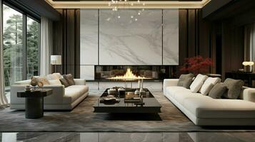 Luxus modern Leben Zimmer mit elegant Dekor foto