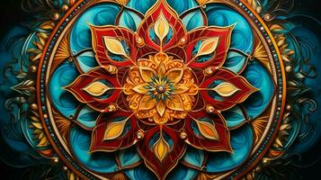 Mandala symbolisiert Spiritualität und einheimisch Kultur foto