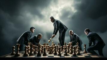 Männer Schlacht auf Schach Tafel Zusammenarbeit steht aus foto