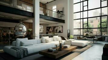 modern Eleganz im ein glatt sauber Dachgeschoss Wohnung foto