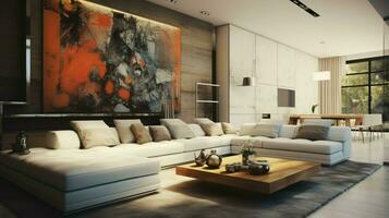 modern Innen- Leben Zimmer mit komfortabel Sofa foto